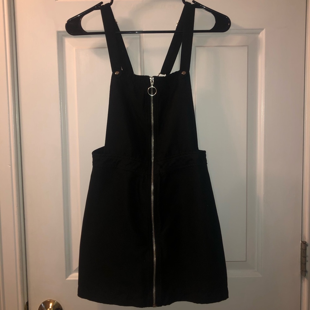 Black zip down overall dress